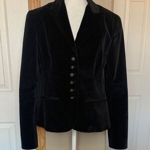 Tahari Black Velvet Fitted Blazer Size 12